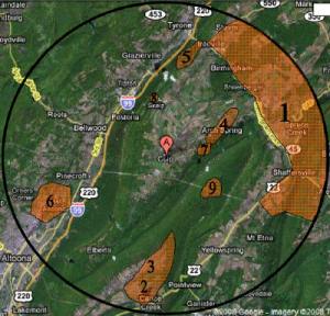 The Culp CBC circle administered by Juniata Valley Audubon. Block #5 is our section of Brush Mountain.